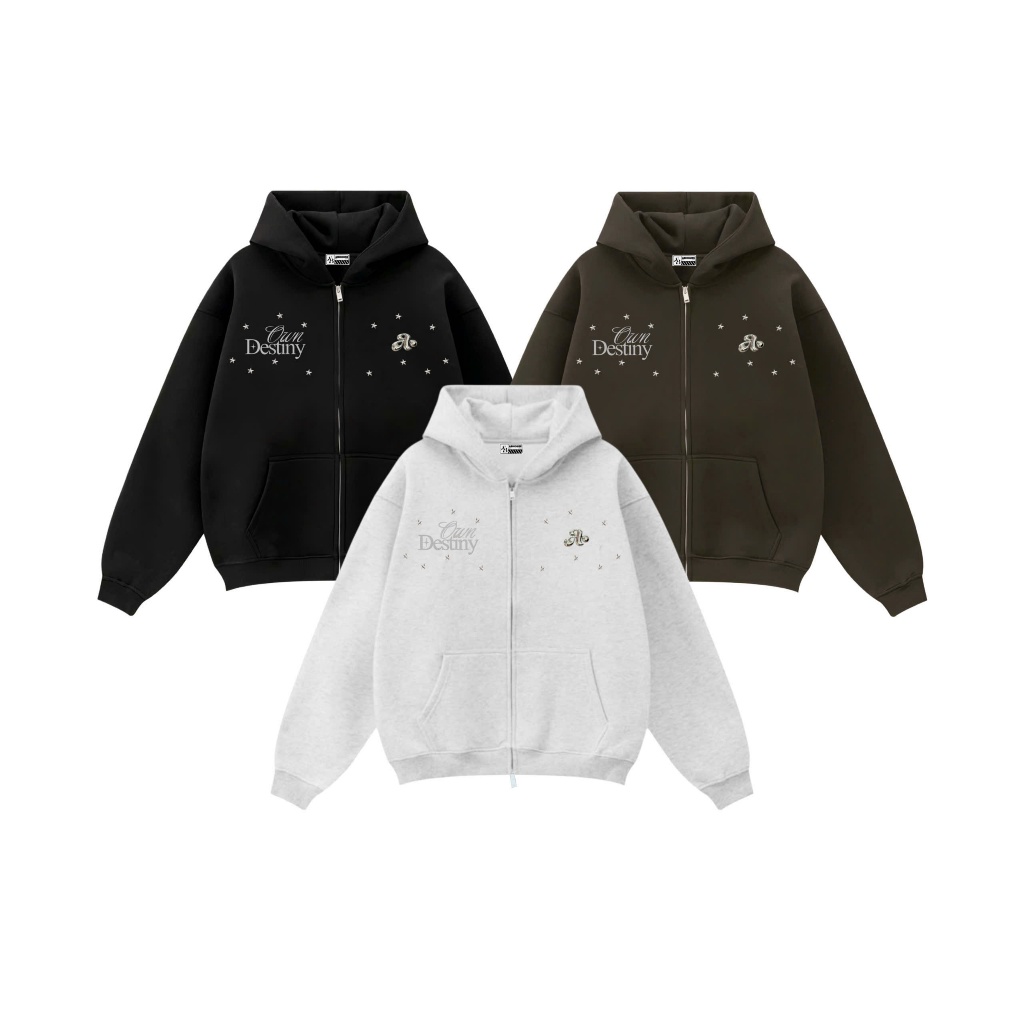 AB HOUSE - เสื้อมีฮู้ดซิปผ้าฟลีซทรงหลวม Boxy DESTIAB