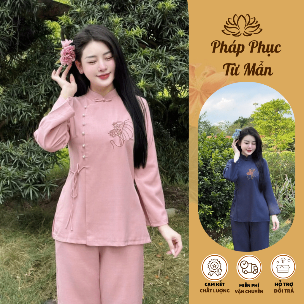ชุดเจดีย์จีนโบราณปักผ้าป่านโพธิ์ไทย ชุดพิธีแขนยาวติดมุก ชุดผู้หญิงสีฟ้าโบราณ นุ่มเท่ห์