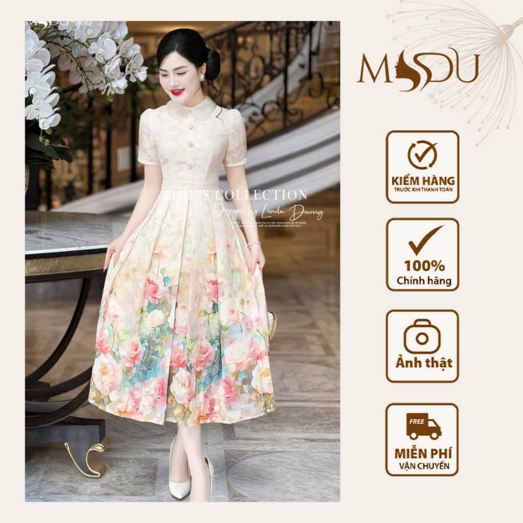 ออกแบบชุด MDU4615 ทําจากผ้าไหมอัดคุณภาพสูงพร้อมปกเสื้อหินและปุ่มประกายจาก MDU