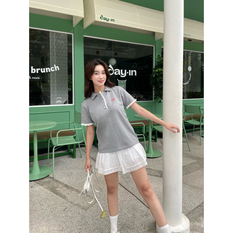 Ceci Cela - เสื้อยืดคอปกโปโล Rph Red Bow