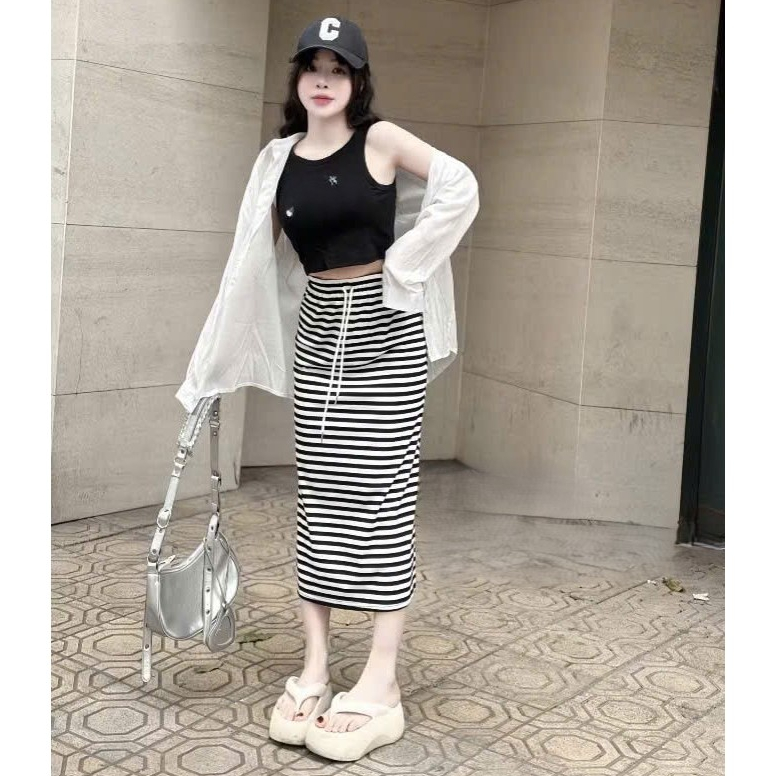 ชุดเสื้อผ้าผู้หญิงสุดหรู เซตเสื้อและกระโปรง LAATEST MODEL ชุดเสื้อเชิ้ตและเสื้อเชิ้ต cv ลายทางมีสไตล