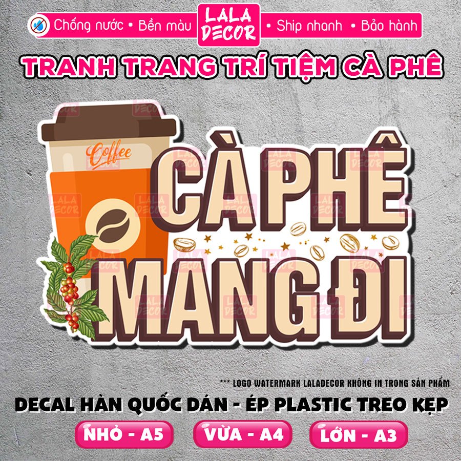 กันน้ํา Takeaway Coffee Wall Sticker Ready-to-Take Coffee Decal กาว/พลาสติกเคลือบ, รูปลอกตกแต่งร้าน 