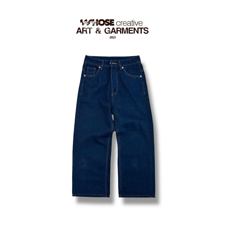 DARK BLUE WIDE STRAIGHT JEANS WHOSE - กางเกงยีนส์ขากว้าง STRAIGHT Hoes Studio 1683
