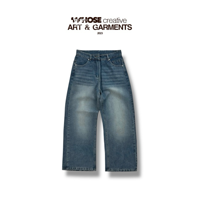 STEEL DENIM WIDE STRAIGHT JEANS WHOSE - Whes Studio 1796 กางเกงยีนส์ขา STRAIGHT