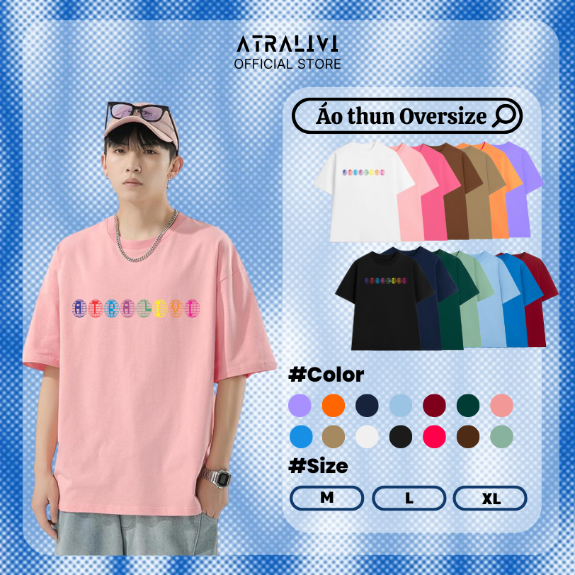 OVERSIZE ATRALIVI เสื้อยืดคอกลมทรงปล่อยพื้นฐานสําหรับผู้ชายและผู้หญิง PRINTED WITH CAGES ผ้าคอตตอน 1