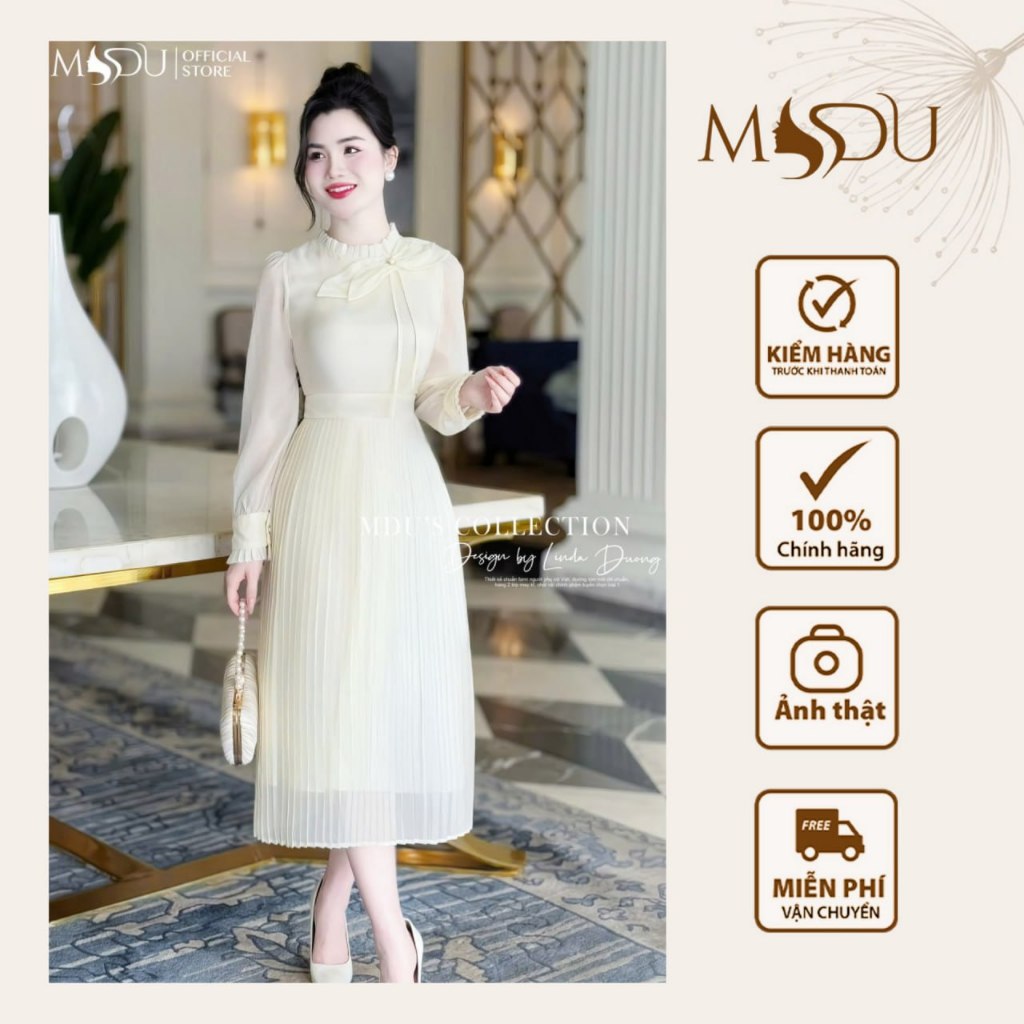 ออกแบบชุด MDU4575 แขนยาวทําจากผ้าไหมเงาคุณภาพสูงเพิ่มความอ่อนโยนและหรูหราดูจาก MDU