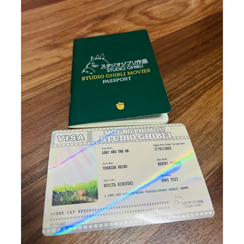 Combo Passport Postcard vs Visa ของแท้ CGV Ghibli Cat Returns