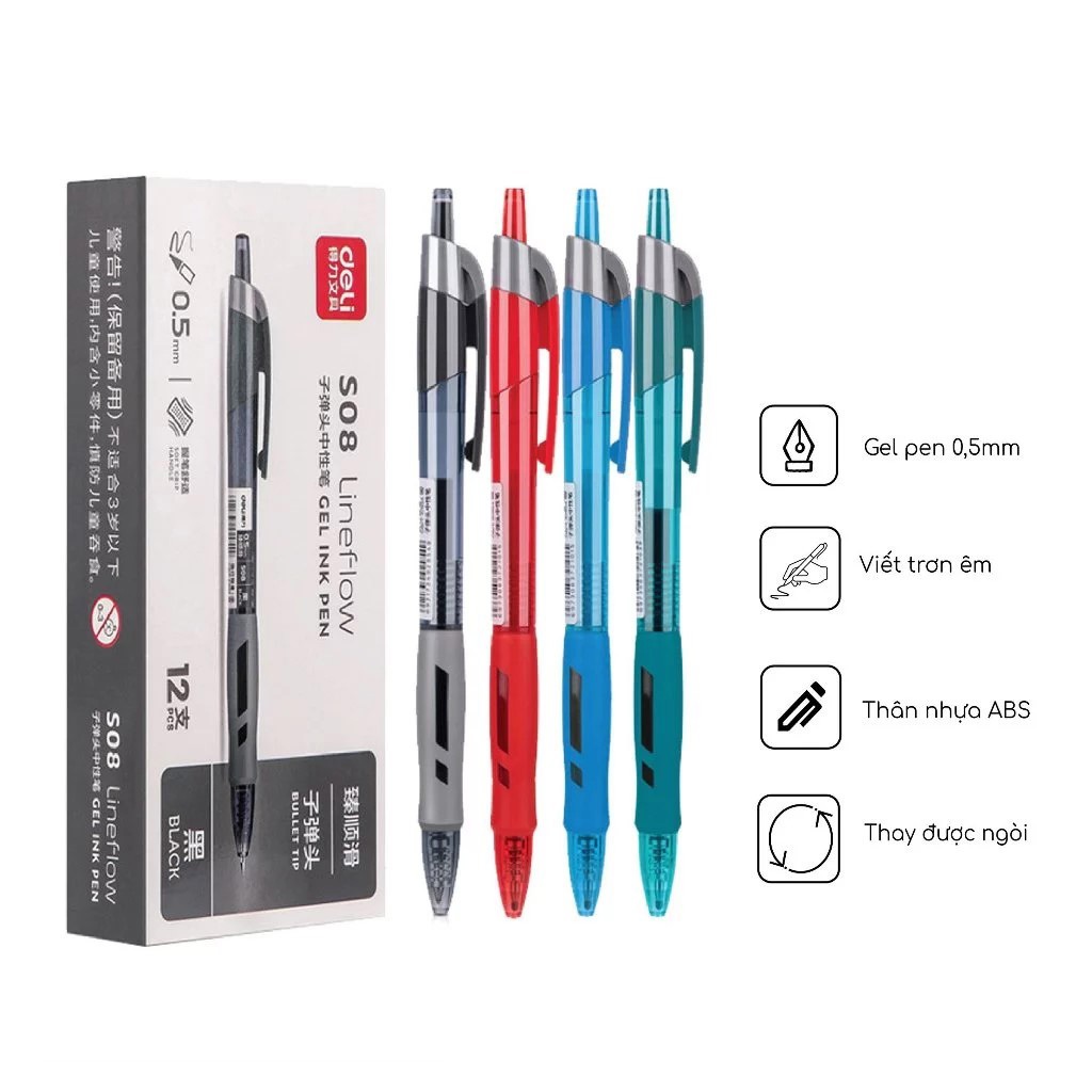 ปากกาเจล Deli S08 0.5MM Nib
