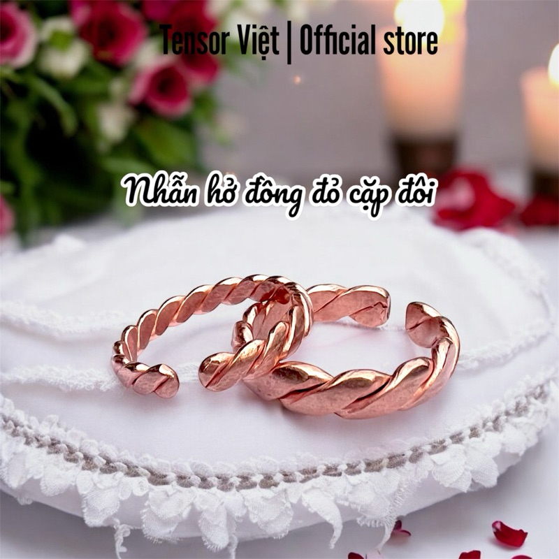 (แพมตตตตตตร์ เวียดนาม) แหวนเปิดทองแดงบริสุทธิ์สําหรับคู่รักรุ่นมีด้านกลม1ด้านแบนมีทุกขนาดสําหรับผู้ชายและผู้หญิง