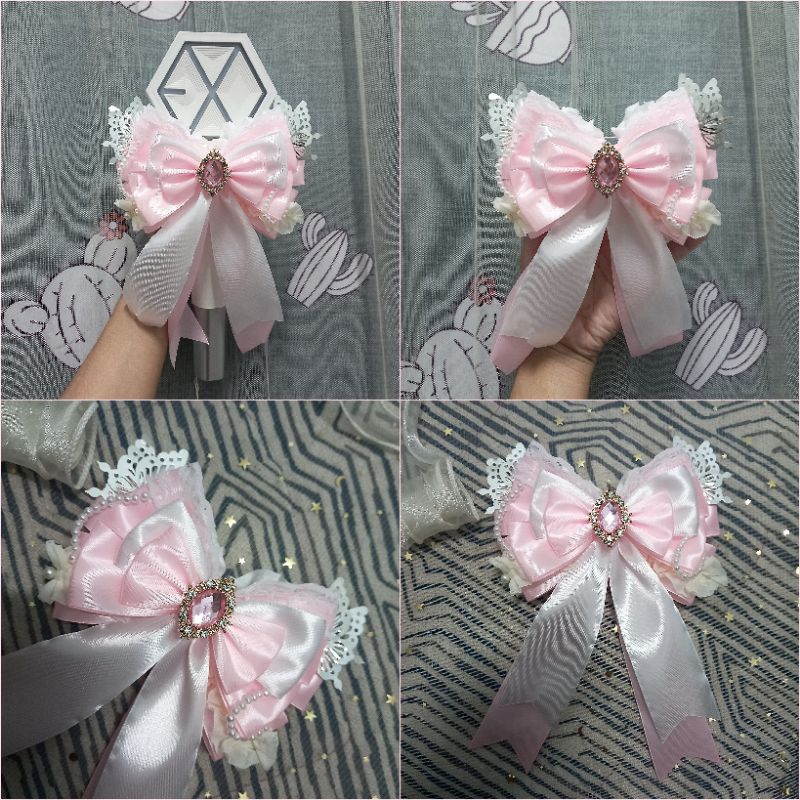 โบว์ไฟสีชมพูอ่อน - PLAVE IVE SNSD aespa kiss of life heart2 doubleheart G-idle itzy lightstick โบว์