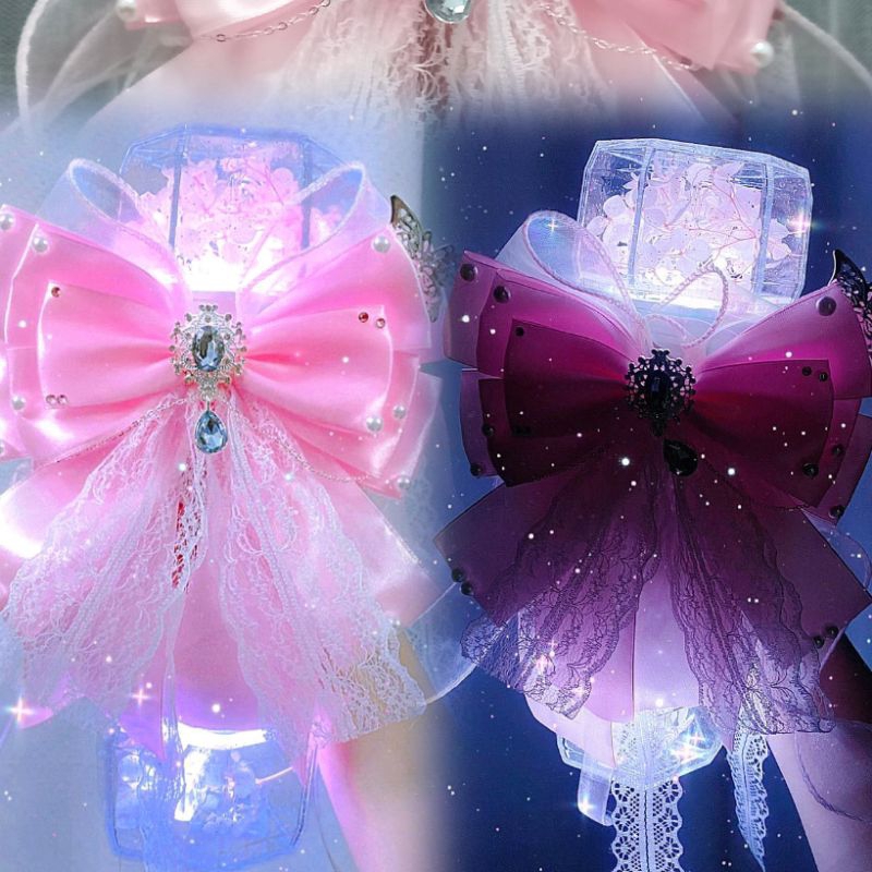 โบว์ lightstick สีชมพูอ่อน - PLAVE IVE aespa lightstick โบว์ SNSD NMIXX Blackpink BabyMonster MeoV H