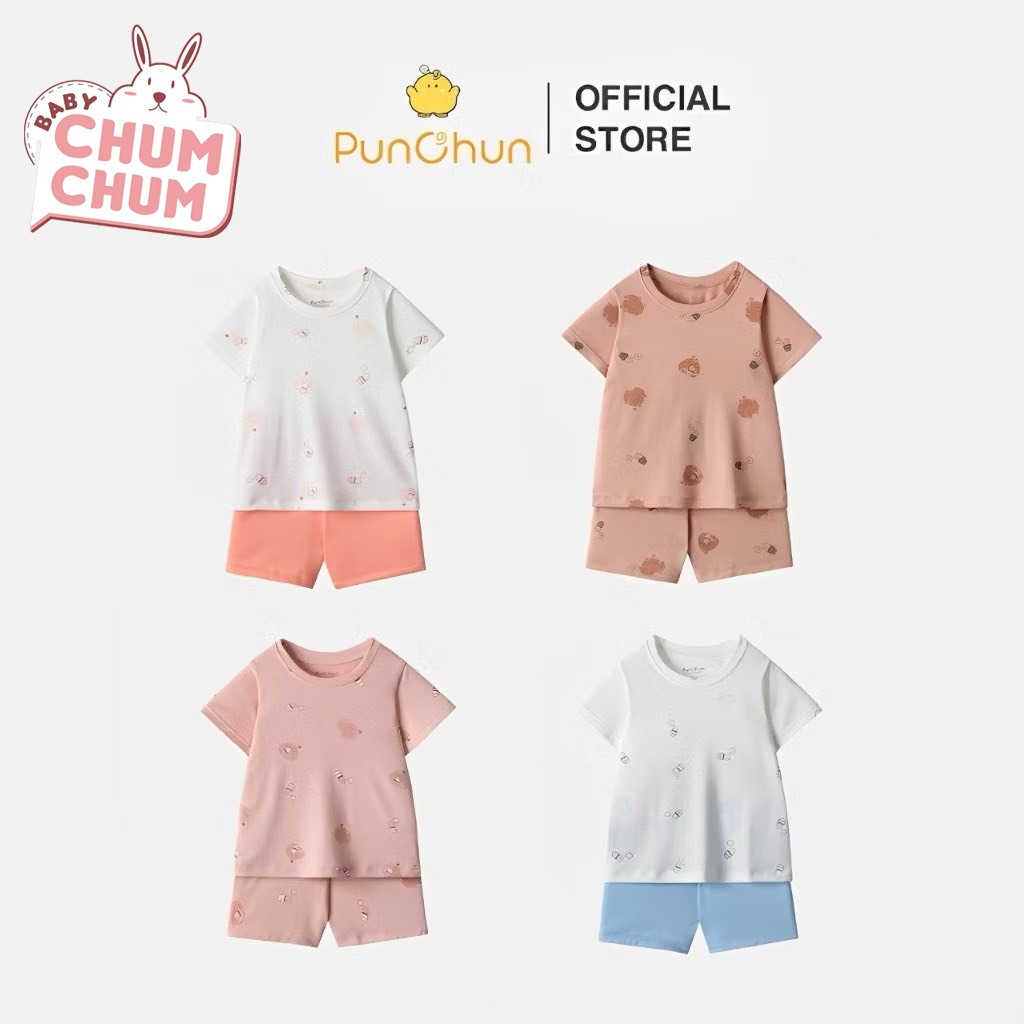 [BABY CHUMCHUM x Puchun] ชุดเสื้อผ้าแขนสั้นสําหรับทารกตั้งแต่ 3 เดือน - 5 ปี PUNKUN SS25D1