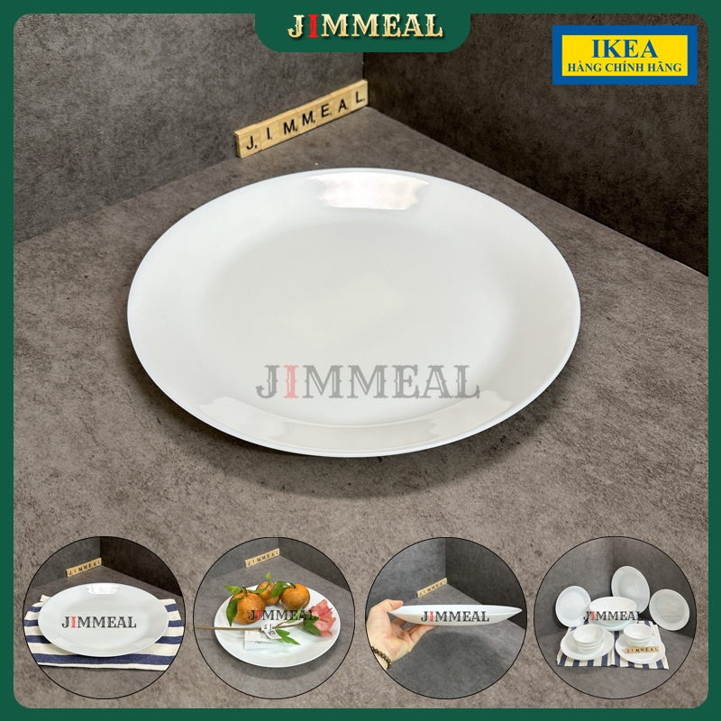 [ของแท้] [IKEA] IKEA OFTAST White Opal Glass Shallow Round Plate Tempered, Anti-Scratch 25cm