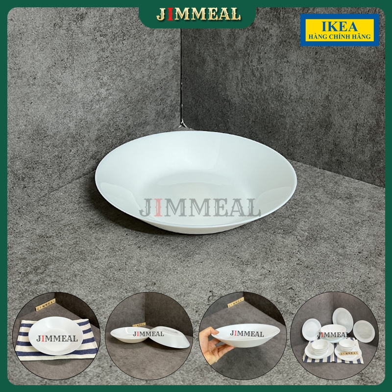 [ของแท้] [IKEA] IKEA OFTAST Tempered, Anti-Scratch Opal White Glass Deep Round Plate 20cm