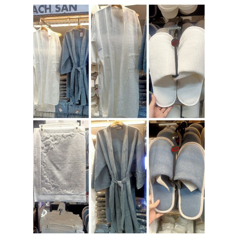 [ New Date ] เสื้อคลุมอาบน้ํา รองเท้าแตะ ผ้าขนหนู (คุณภาพสูง) - สําหรับโรงแรม 800g - MM
