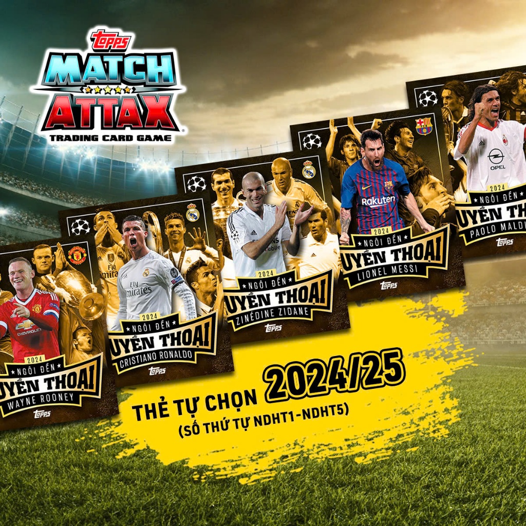 การ์ดผู้เล่นพิมพ์ Match Attax 2024-25 วัดตํานานแห่งตัวเลือกของคุณ (เบอร์ NDHT1-NDHT5)