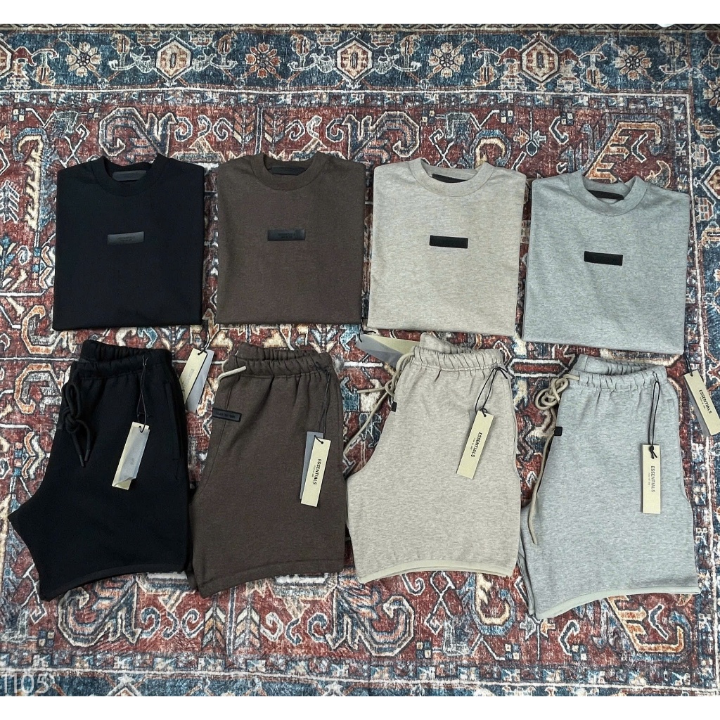 [BEST QUALITY] High QUALITY Fear Of God FOG Essentials SS25 เสื้อและกางเกงพลัม, ชุดผ้าฝ้าย FOG 1977 