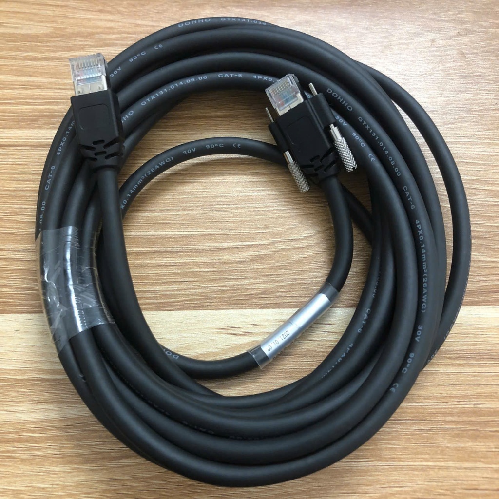 GigE DH500-2G-5000 Ethernet RJ45 สกรูล็อคสาย DOHHO GTX131.14.08.00 CAT6 ยาว 5M สําหรับ Basle กล้องอุ