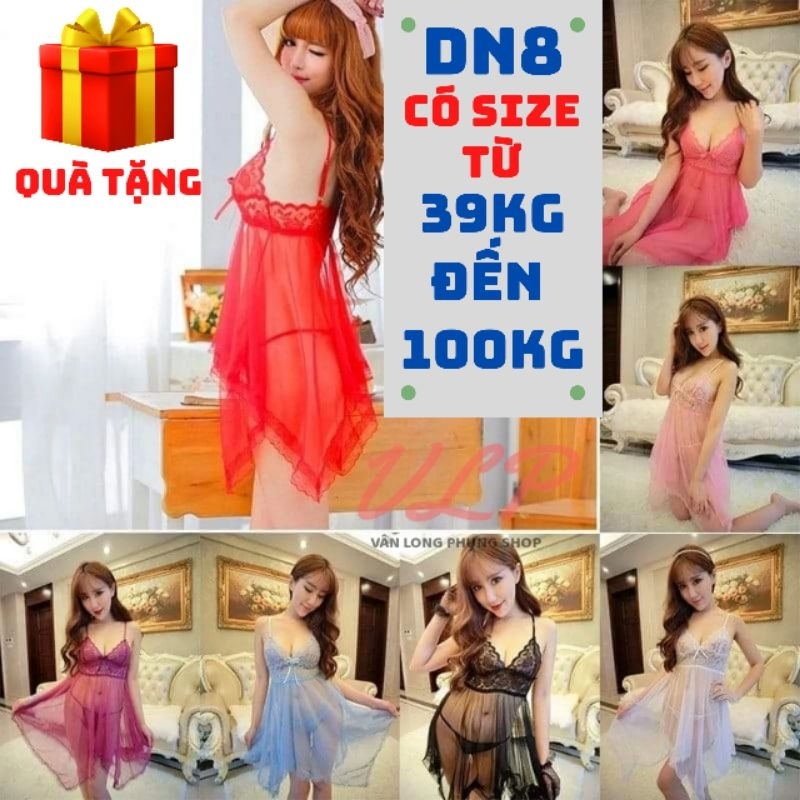 _DN8_ราคาถูก BIGSIZE ชุดนอนเซ็กซี่ผ้าชีฟองลูกไม้