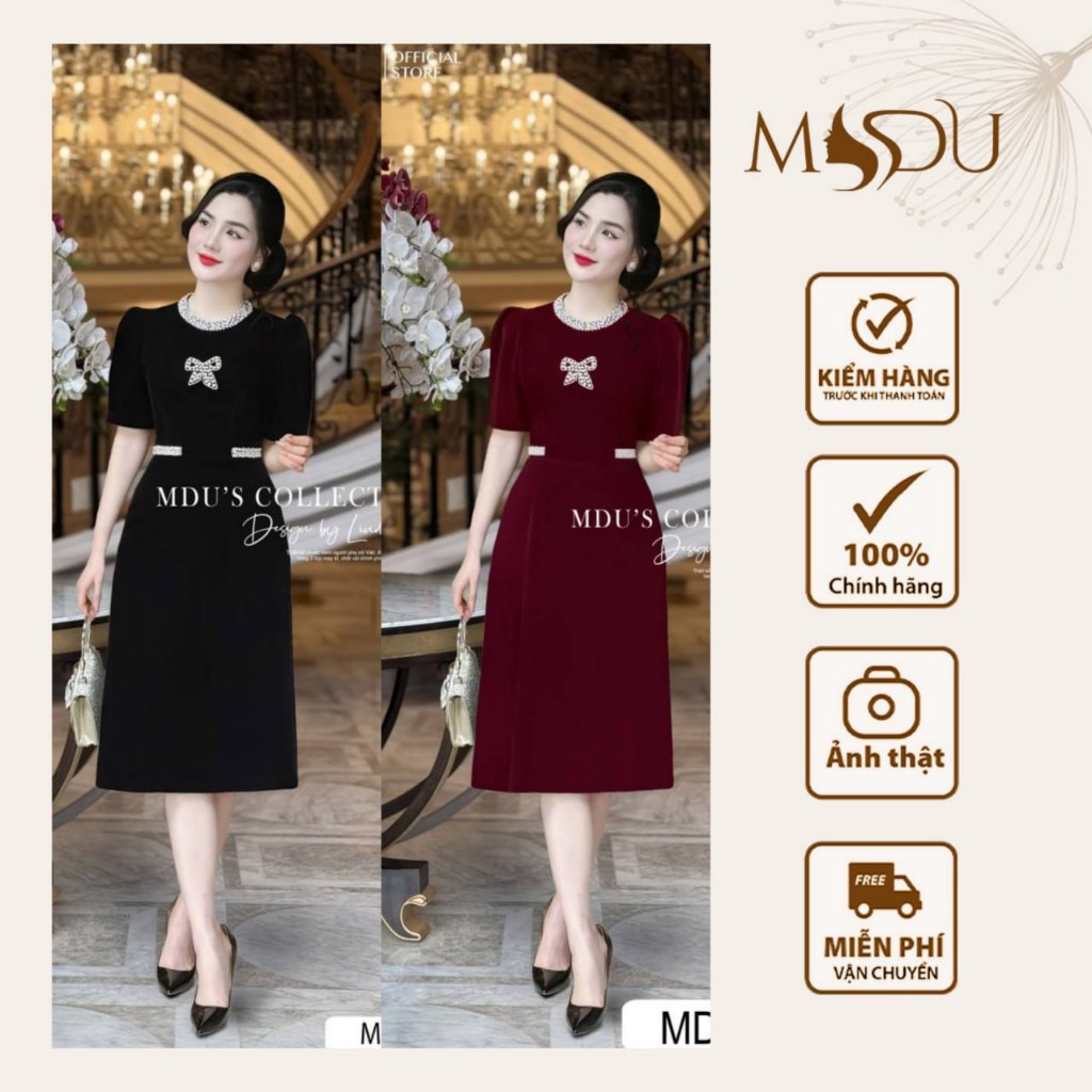 ออกแบบชุดคอลเลกชัน MDU4664 ผลิตจากวัสดุกํามะหยี่นุ่มผสมผสานกับคอกลม Rhinestone หรูหราจาก MDU