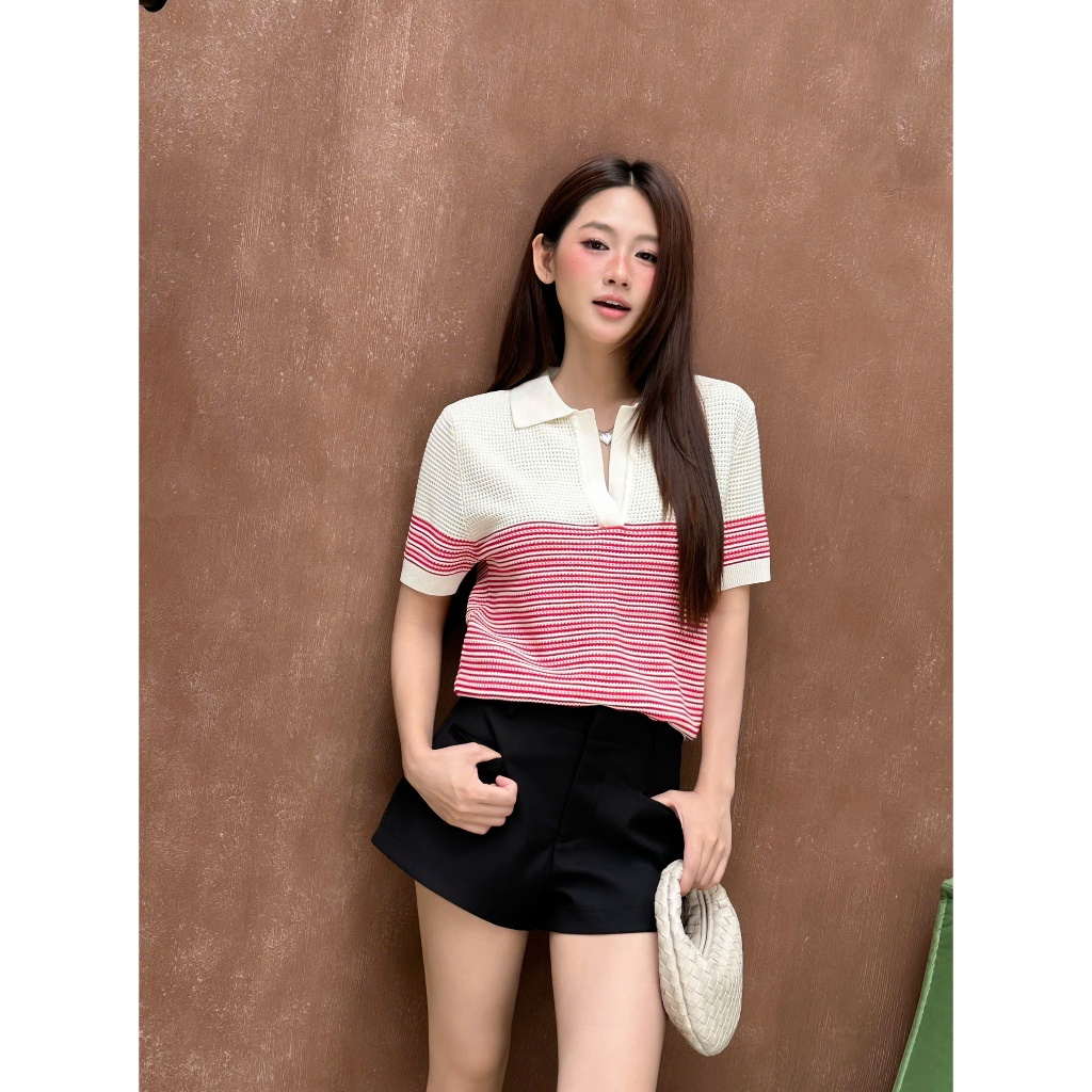 KIDO - เสื้อสเวตเตอร์โปโลคอวี TOVE TOP