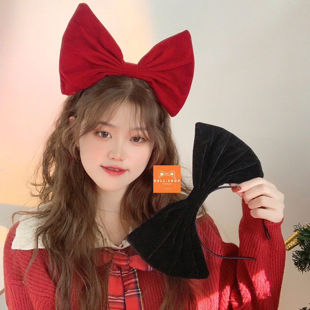 CC46 Cute CHRISTMAS VELVET ที่คาดผมโบว์ใหญ่ BULL.SHOP