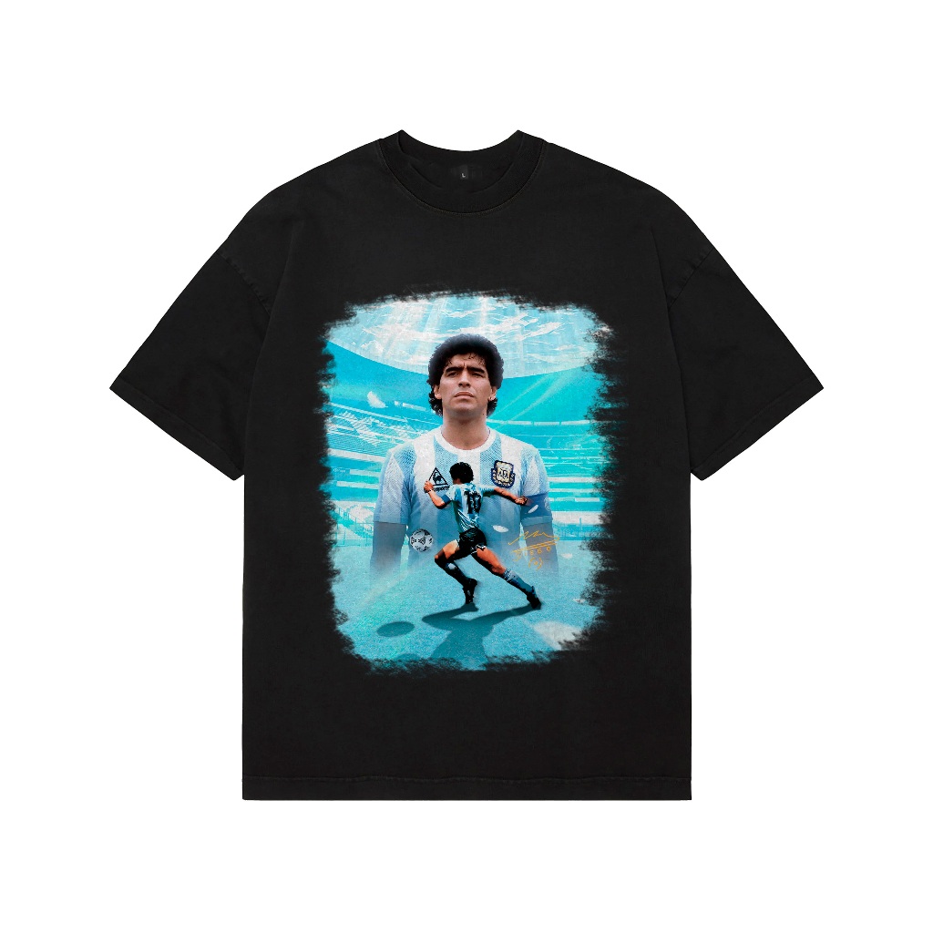 Diego Armando เสื้อยืด unisex สีดํา สําหรับผู้ชายและผู้หญิง รูปแบบหลวม Diego Armando Marradona_THS09