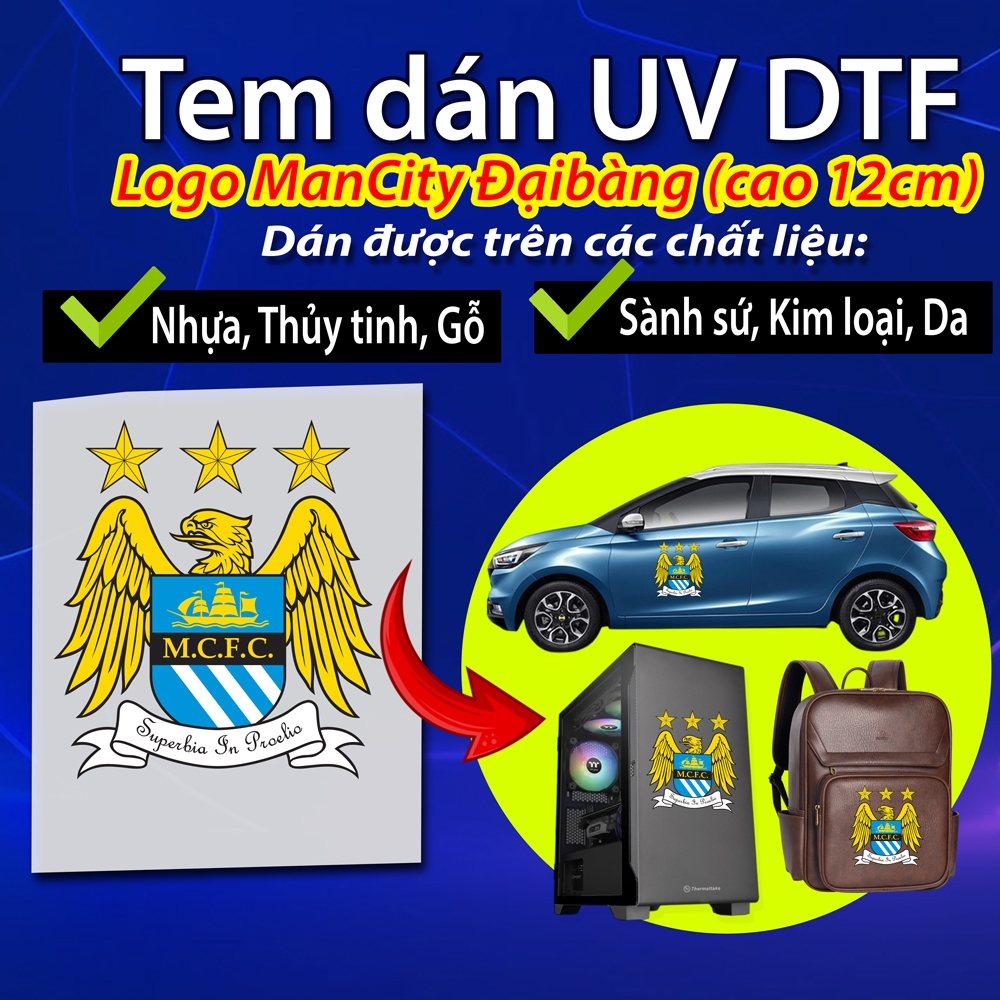 UV DTF แสตมป์ Man city Eagle logo Sticker สูง 12 ซม. สติ๊กเกอร์: พลาสติก แก้ว ไม้ โลหะ หนัง เครื่องล
