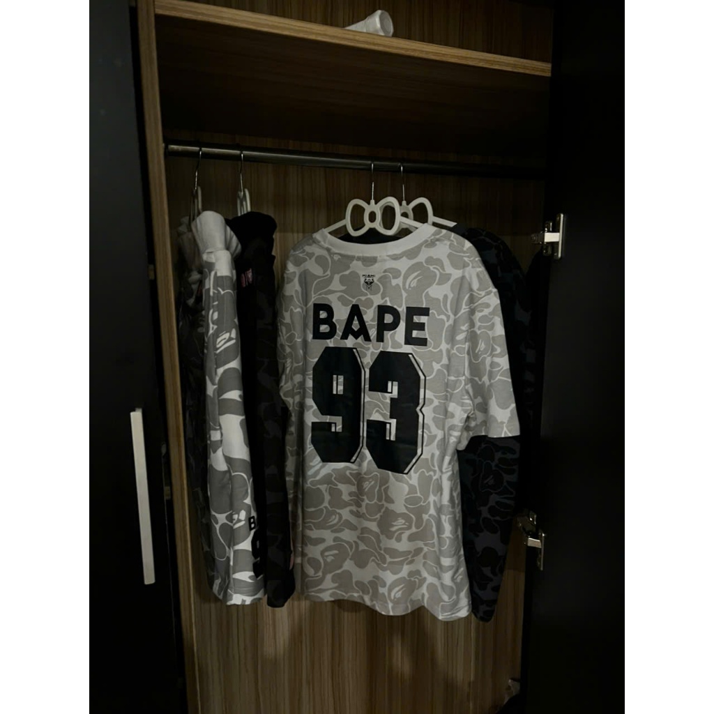 Bape X INTER MIAMI เสื้อเชิ้ตคอกลมแขนสั้นผ้าฝ้าย
