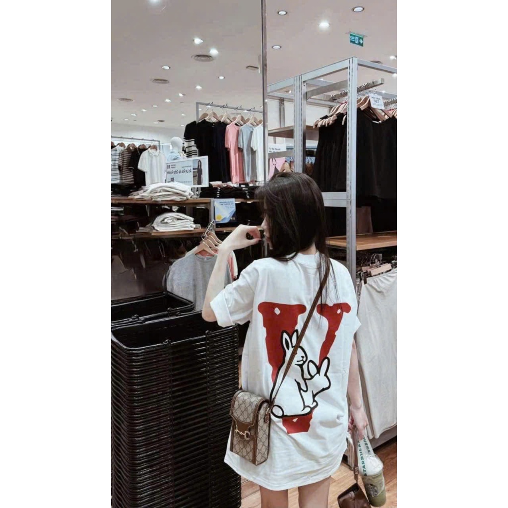 VLONE RABBIT เสื้อยืดหลวมสําหรับผู้ชายและผู้หญิงกวางโจวคุณภาพสูงผ้าฝ้ายยืดเย็น