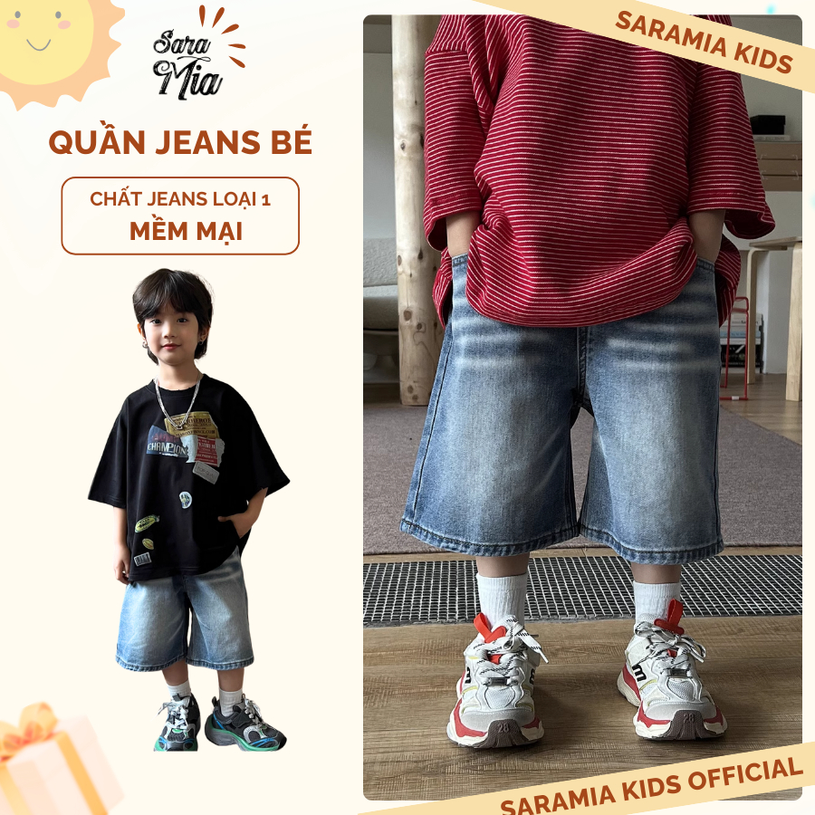 NT5-SARAMIA KIDS กางเกงยีนส์เด็กผู้ชาย กางเกงยีนส์สกินนี่เด็กผู้ชายทําจากผ้าเดนิมเนื้อนุ่มคุณภาพสูงเ