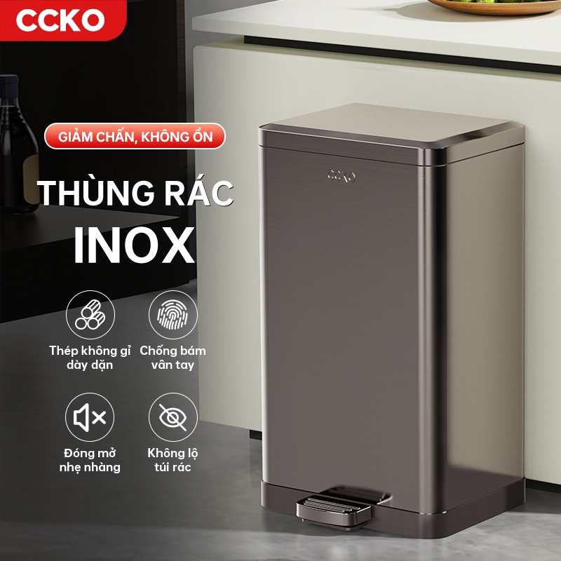 ถังขยะมีฝาปิด CCKO CK8860 สแตนเลส ทําให้หมาด ๆ เงียบ สําหรับห้องนั่งเล่น ห้องครัว ห้องส้วม 7L 9L 12L