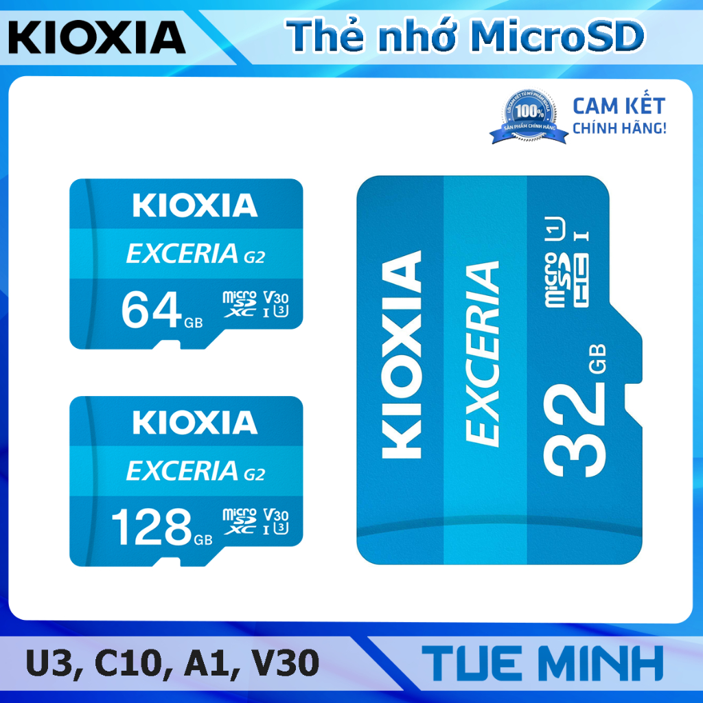 การ์ดหน่วยความจํา MicroSD KIOXIA Exceria G2, U3, V30 100MB/s