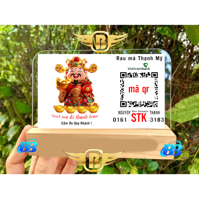 QR CODE บอร์ดไมก้าพิมพ์ตามความต้องการ แบบตั้งโต๊ะที่มีแมวนําโชคโบกเพื่อเรียกโชคให้กับเจ้าของบ้าน ผลิ