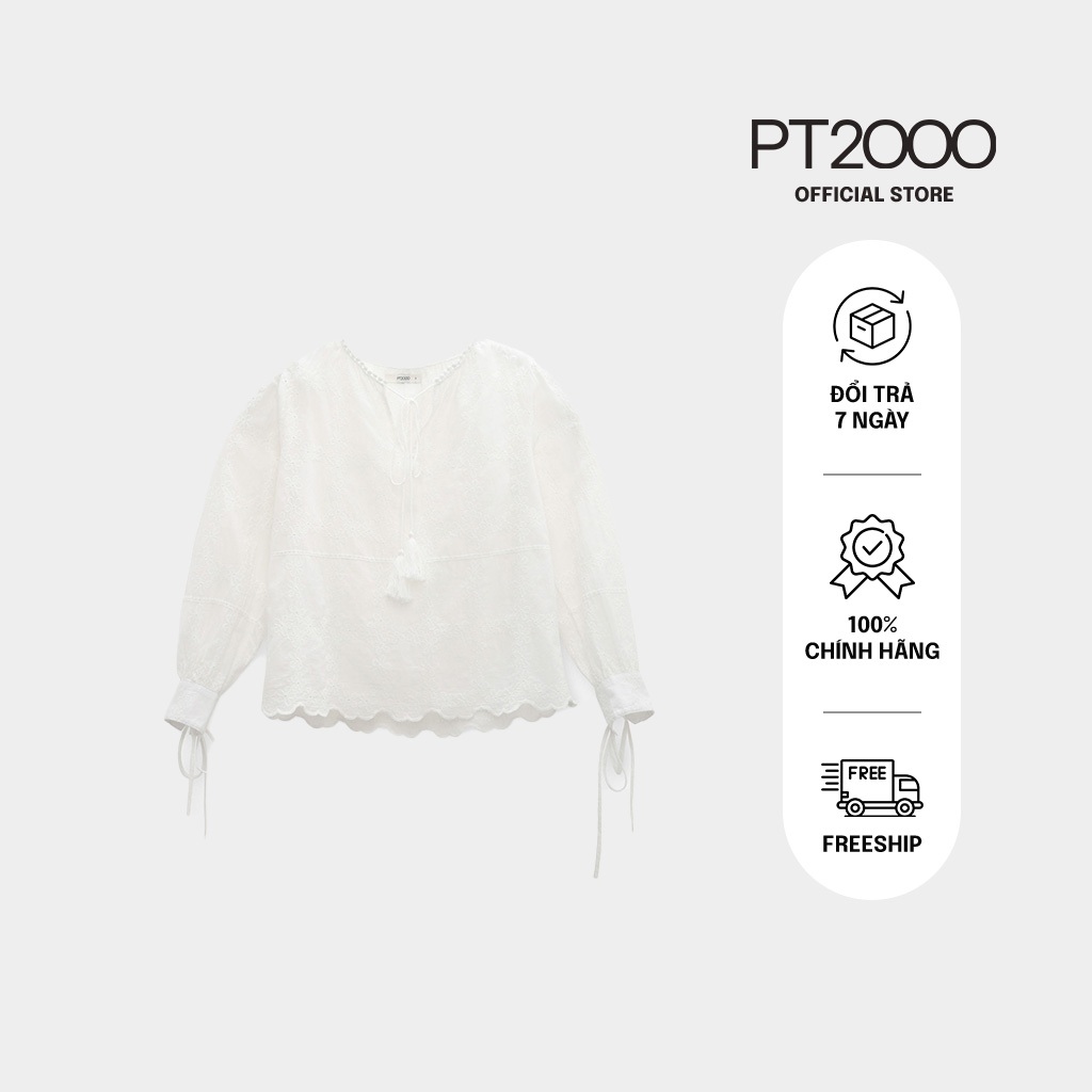 เสื้อเชิ้ตสีขาวผู้หญิง PT2000 เสื้อเชิ้ตสไตล์สีขาว ผ้าคอตตอน 100% เท่ๆ ฟอร์มปกติ (SM-V10)