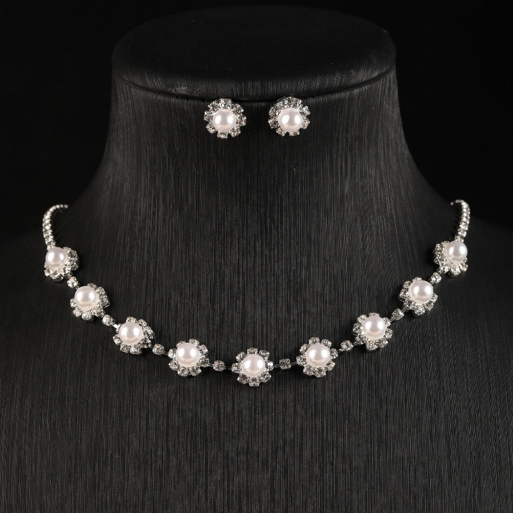 ชุดต่างหูและสร้อยคอสําหรับผู้หญิงพร้อมไข่มุก BPK 841