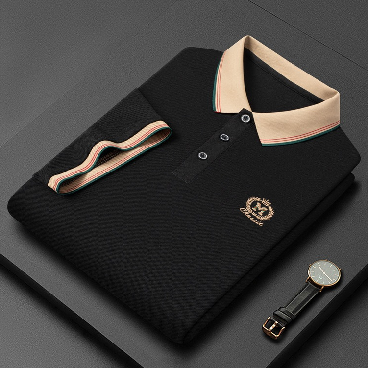 IKEMEN Basic Classic เสื้อโปโลผู้ชายคอปกปัก M เสื้อยืดผู้ชายทําจากผ้าโพลีถักดูดซับเหงื่อคุณภาพสูง (P