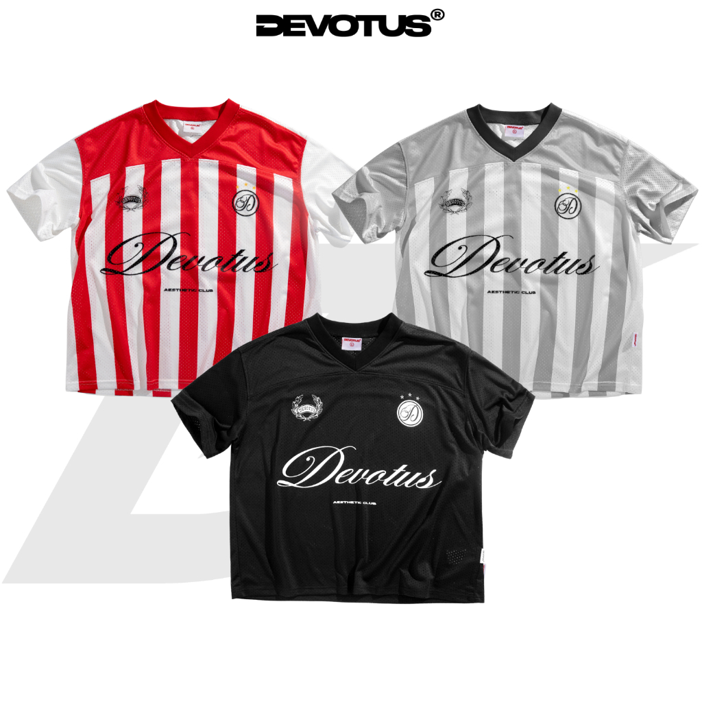 BOXY Form Jersey เสื้อยืดแบรนด์ท้องถิ่น DEVOTUS Unisex - เสื้อตาข่ายผ้าไหมพิมพ์ผ้าตาข่าย