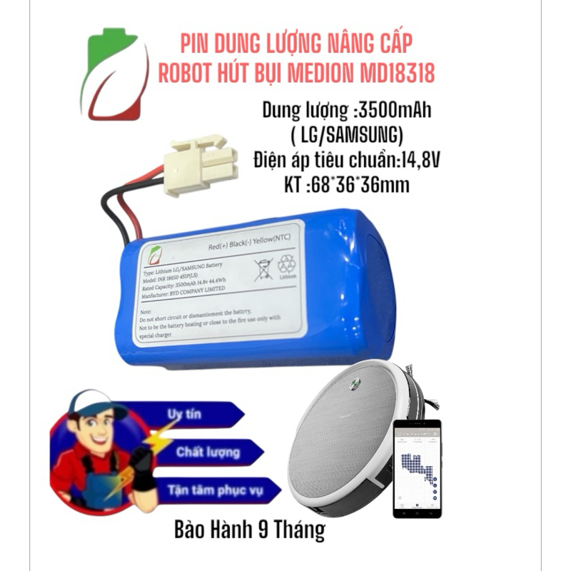 MEDION MD18318 VACUUM CLEANER ROBOT BATTERY LG/SAMSUNG STANDARD 9 MONTHS)