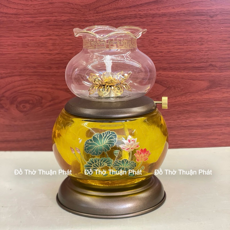 8820 ตะเกียงน้ํามันแก้วดอกบัวสําหรับตกแต่งหมู่บูชา