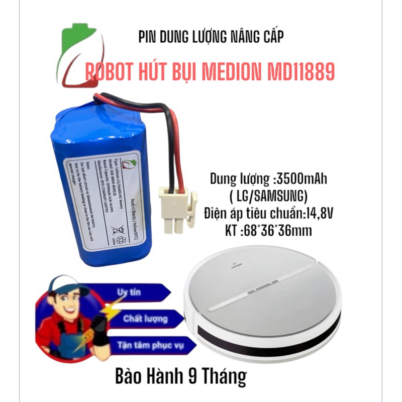 UPGRADE แบตเตอรี่สําหรับ VACUUM CLEANER MEDION MD11889 LG/SAMSUNG STANDARD 9 MONTHS