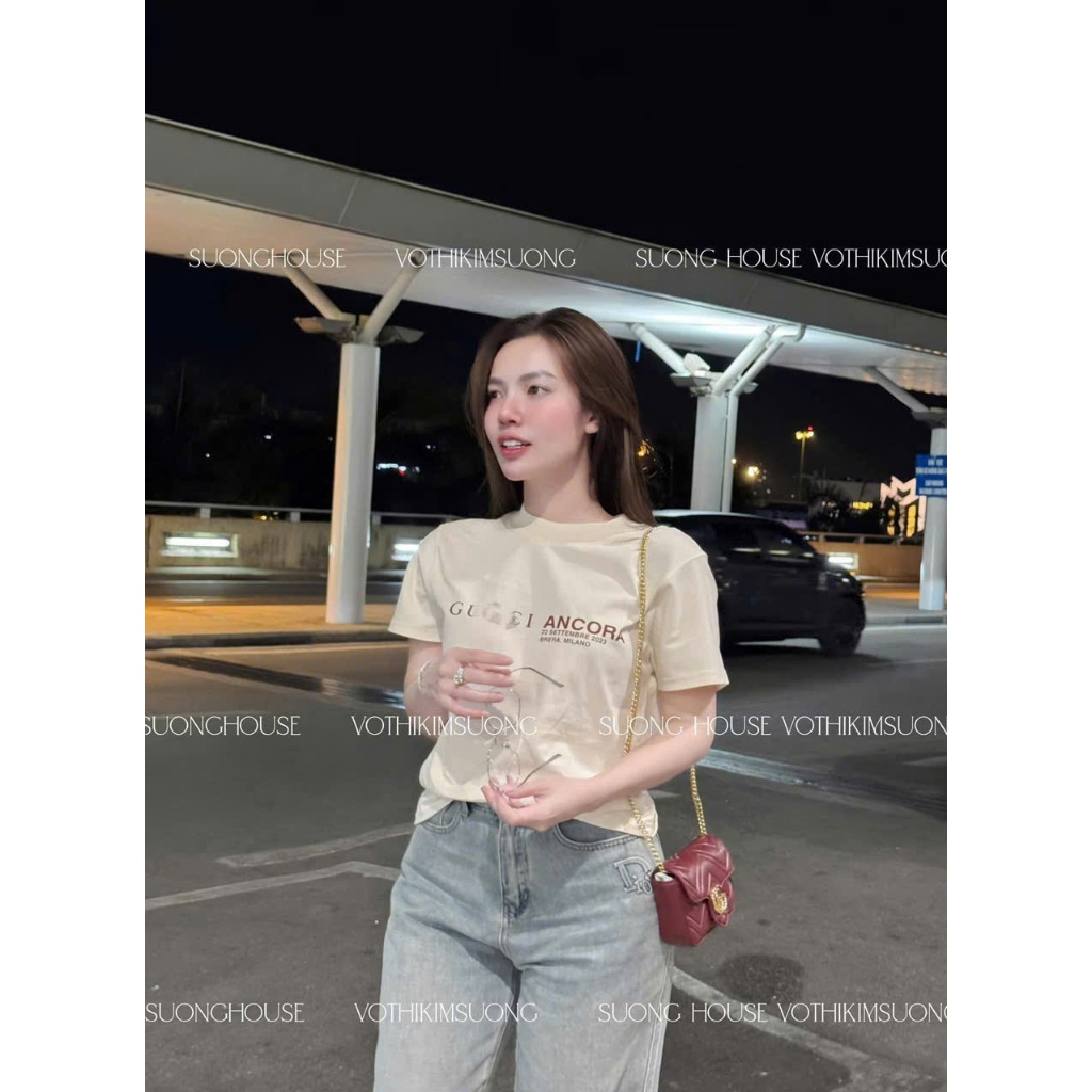 GSC เสื้อยืดผู้หญิงคอกลมเสื้อยืดผู้หญิงขนาดกลางผ้าคอตตอนนิ่ม