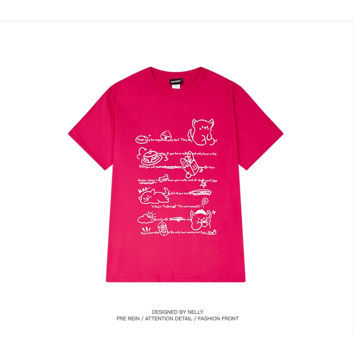 เสื้อยืดคอกลมแขนสั้น Nelly Heybig ผลิตจากผ้าฝ้าย 220G พิมพ์ลายสุนัขน่ารัก