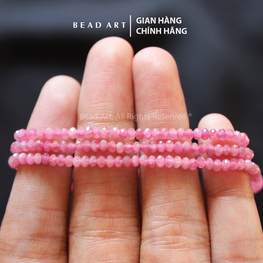 [20 Bead/40 Bead] 2.8x1.8MM Tour.maline Pink Type A, Fire, Earth, Stone Mix Feng Shui Bracelets, Bea