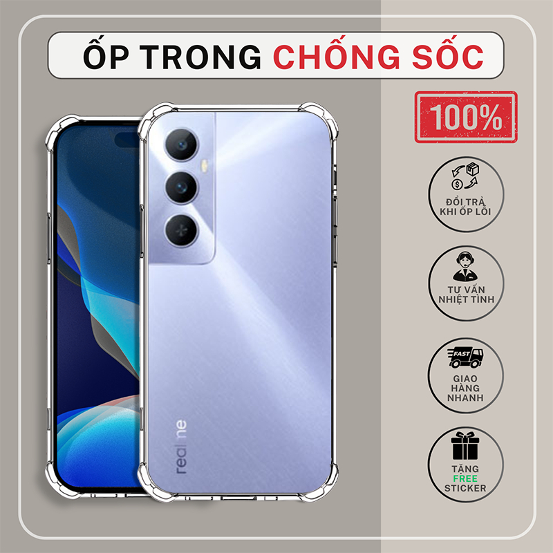 Realme C75, C75x เคสกันกระแทกแบบใส |เคสโทรศัพท์ REALME ปกป้องสีส้ม