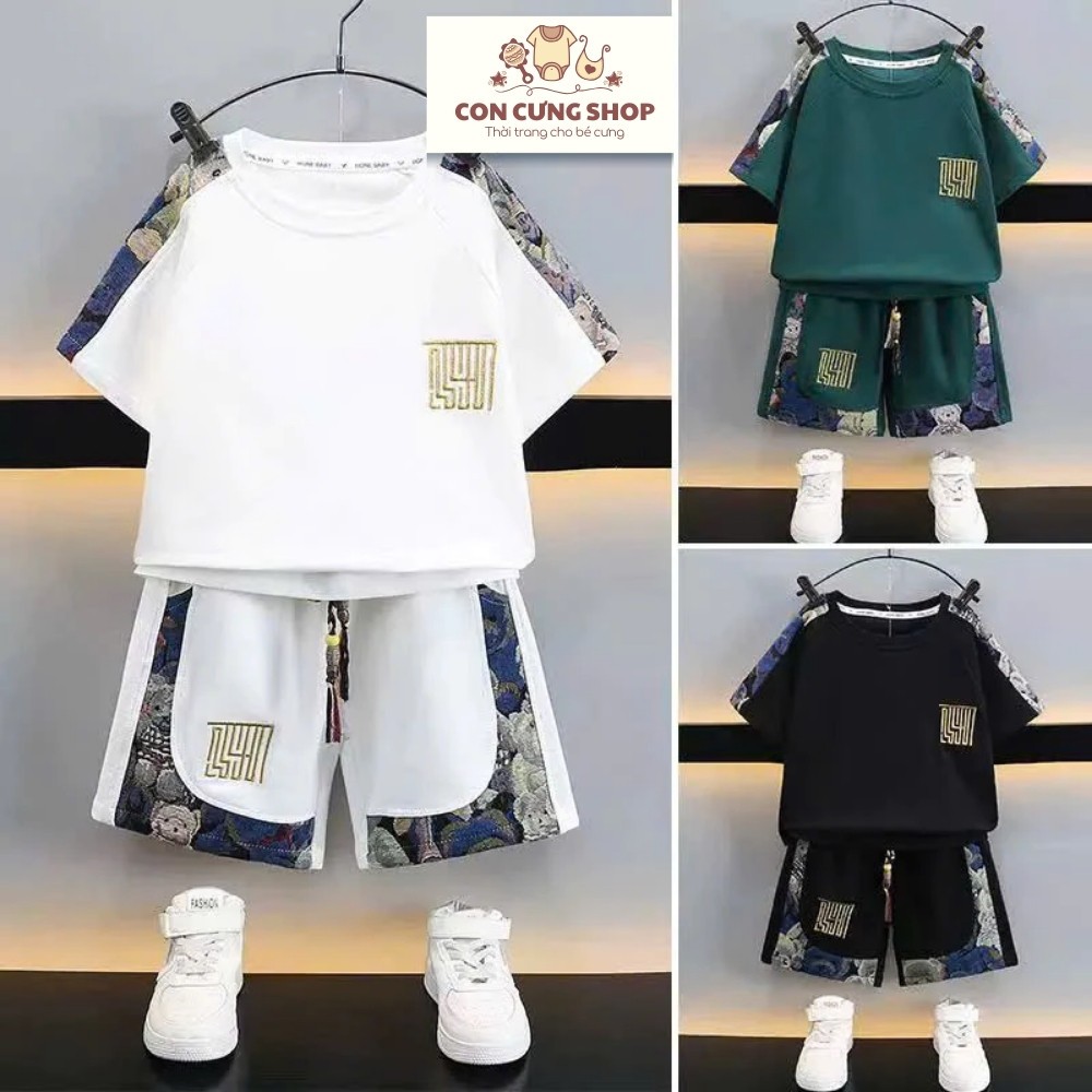 ชุดเสื้อผ้าฤดูร้อนสําหรับเด็กผู้ชาย 14-52กก. รุ่น MIXED BEAR สไตล์ไม่ซ้ําใคร วัสดุเท่ๆ รหัส H9