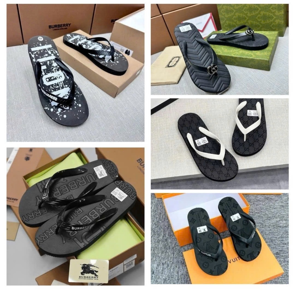 รองเท้าแตะสําหรับบุรุษและสตรี L.V_dv_BBR_ICON ยางกดโฟม 2 ชั้น ลายนูนลายโมโนแกรม และสายนูน