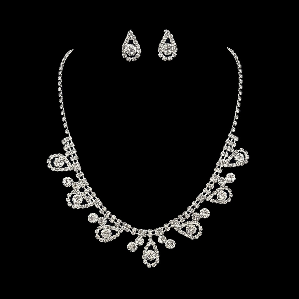 เครื่องประดับสตรีชุดต่างหูสร้อยคอหยดน้ําพู่หุ้มหินคุณภาพสูง BPK 867