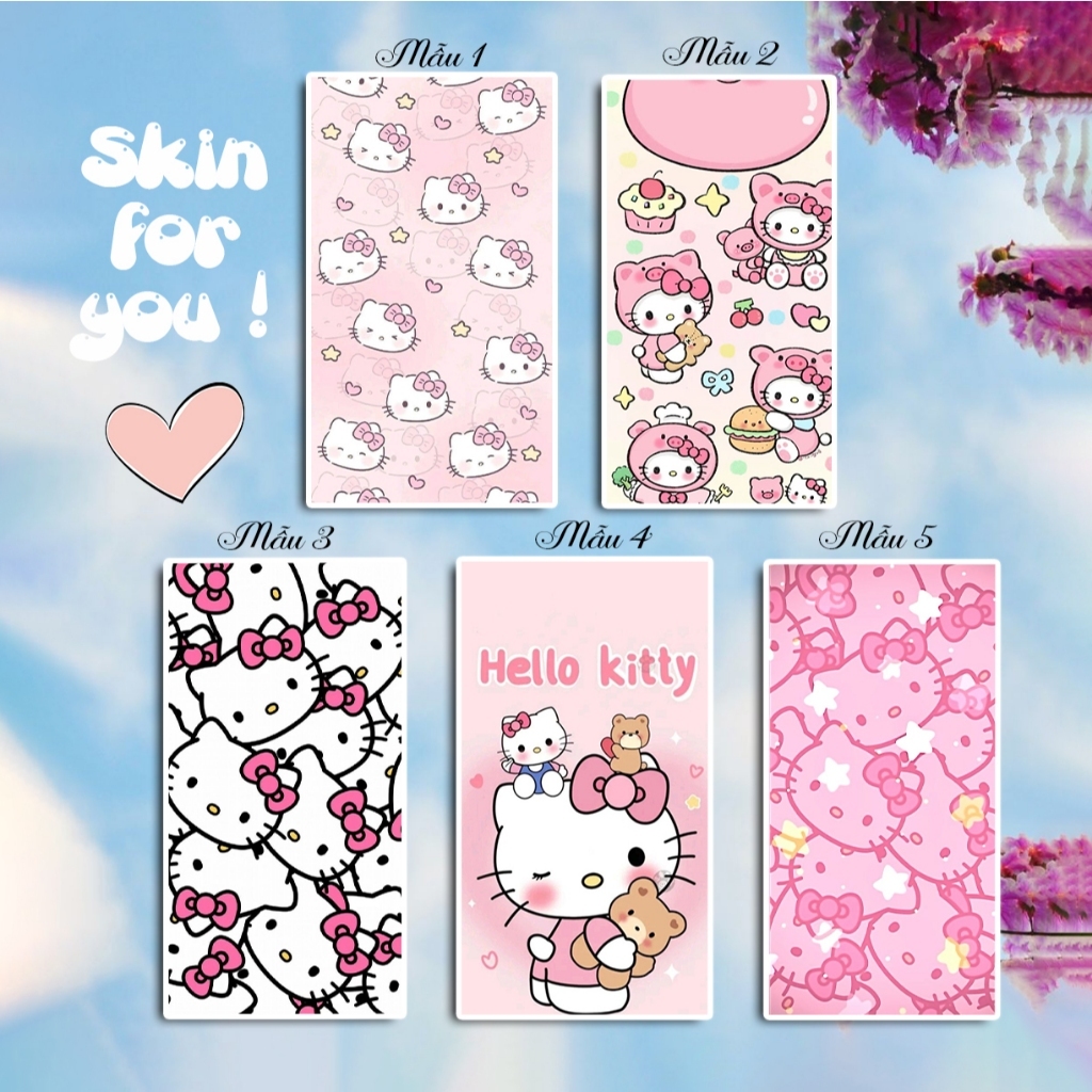 สติ๊กเกอร์พิมพ์ลาย Hello Kitty ทุกรุ่น หุ้มกลิตเตอร์ bling (MESSAGE MACHINE NAME FOR SHOP)
