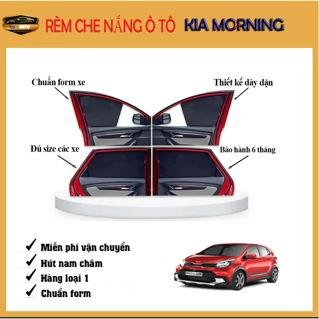 ชุดม่านบังแดดรถยนต์ 4 ชิ้นสําหรับ Kia Morning 2005- 2011,2013-2023=Dulex 2021,GT-Line X-Line 2020-20